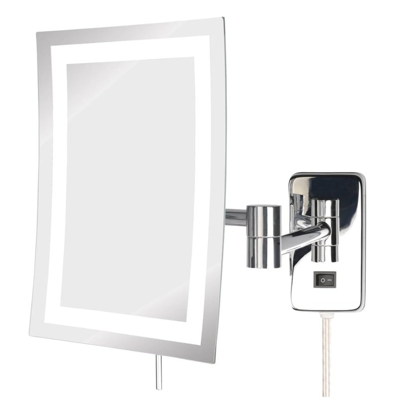JERDON Rectangular Wall Mount Makeup Mirror - Lighted Makeup Mirror with 5X Magnification - Chrome Finish - Model JRT710CL - Image 1